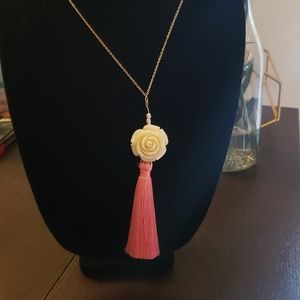 Handmade rose tassel necklace